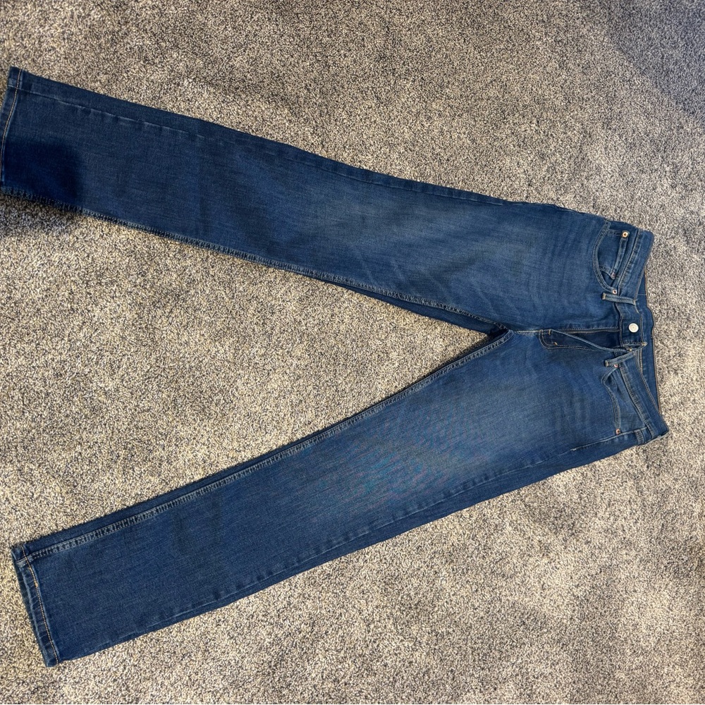 Levi's Dark Indigo Jeans with Tan Leather Patch